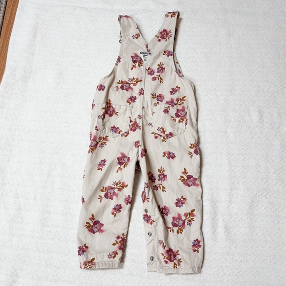 OSH KOSH B’GOSH flowers cream pink water color overalls - 18months - Picture 6 of 10